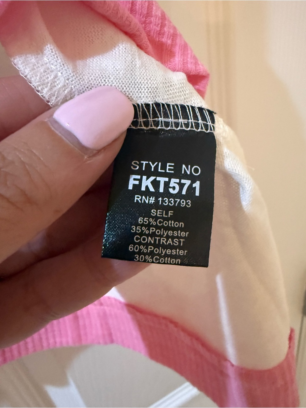 Anthropologie POL Pink & White Ribbed V-Neck Sleeveless Top - Picture 5 of 7